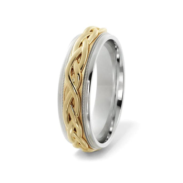 Braided Wedding Ring – White and Yellow Gold 6mm - 2