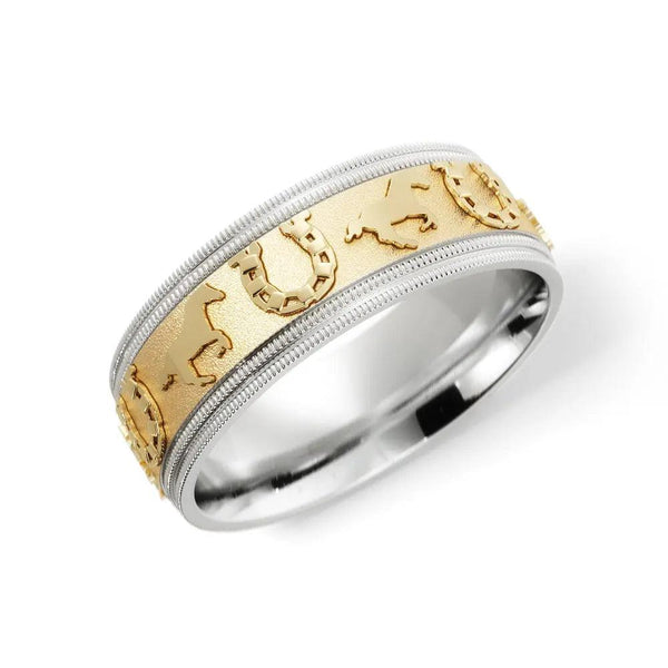 Horseshoe Wedding Ring – White and Yellow Gold 6mm