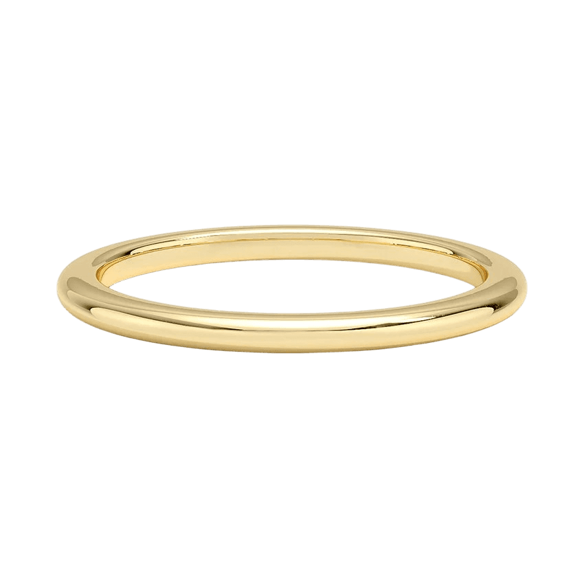 High polish comfort-fit wedding band in 14K gold, handcrafted in NYC.
