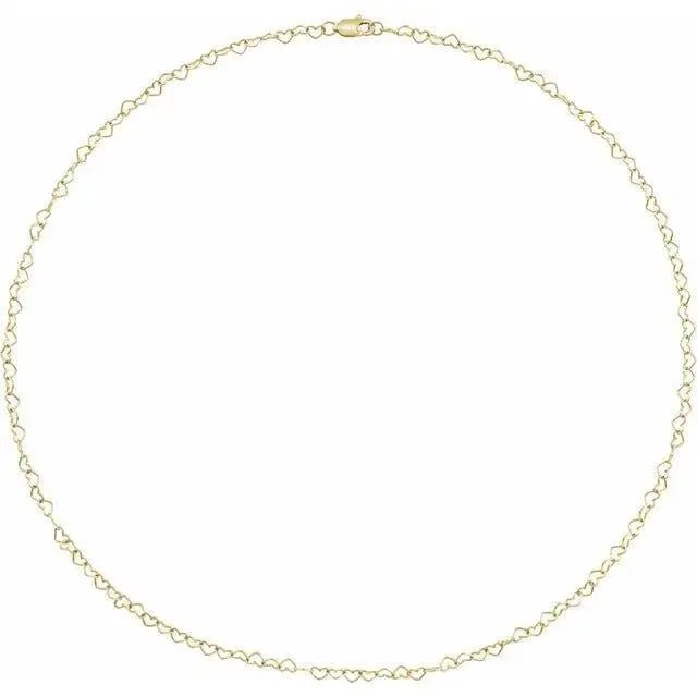 Elegant white gold necklace featuring a heart link chain design