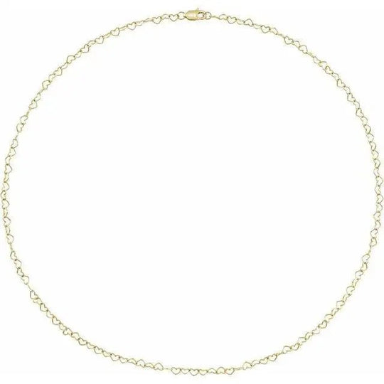 Elegant white gold necklace featuring a heart link chain design