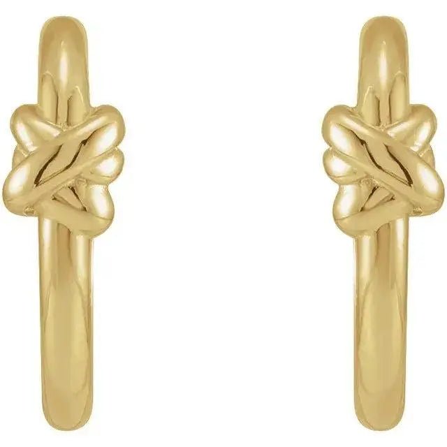 Timeless 14K gold hoop earrings with symbolic knot motif