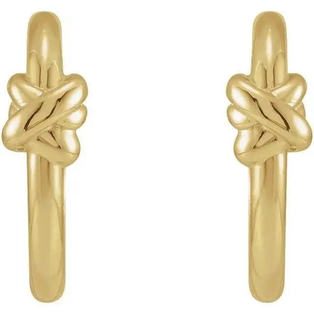 Timeless 14K gold hoop earrings with symbolic knot motif