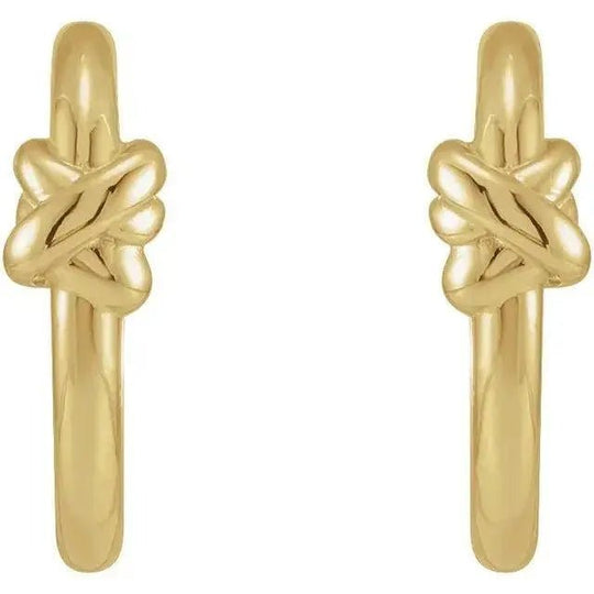 Timeless 14K gold hoop earrings with symbolic knot motif