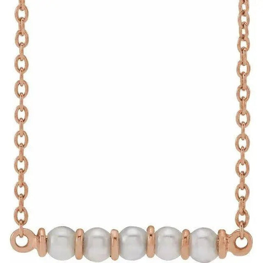 Elegant freshwater pearl bar necklace in 14K gold