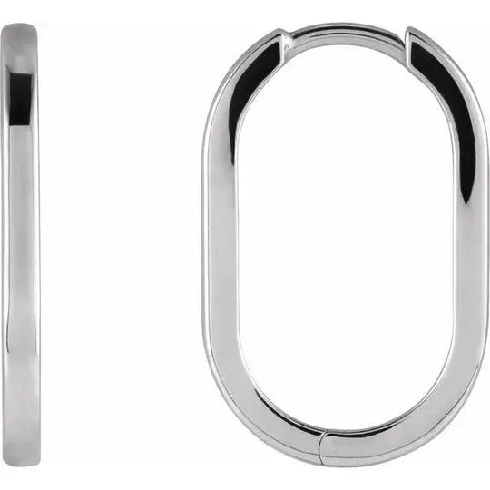 White gold oval hoop earrings with sleek and timeless design