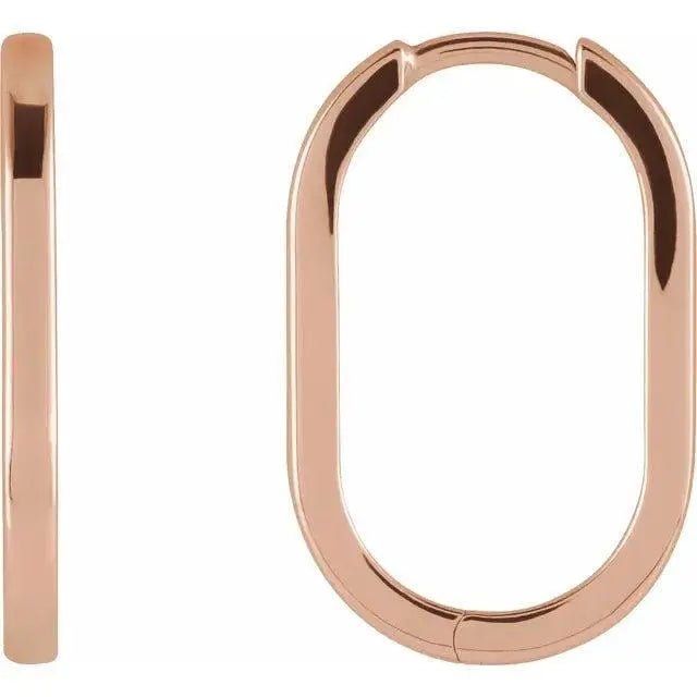 Elegant rose gold oval hoop earrings for formal and daily wear