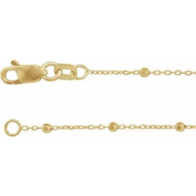 14K gold beaded cable chain bracelet in yellow gold