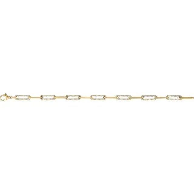 14k rose gold paperclip chain bracelet adorned with 1 carat of sparkling diamonds – luxury jewelry.