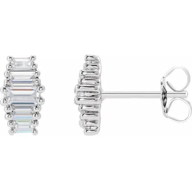 Baguette earrings in 14K white gold featuring lab-grown diamonds. A sleek and sustainable choice, perfect for modern elegance and ethical jewelry lovers.