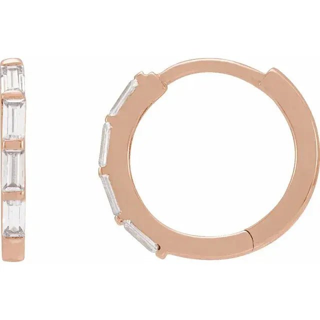 Luxurious hoop earrings with lab-grown baguette diamonds