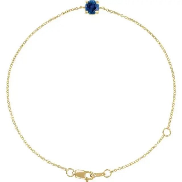 Birthstone bracelet with lab-grown blue sapphire in solid gold