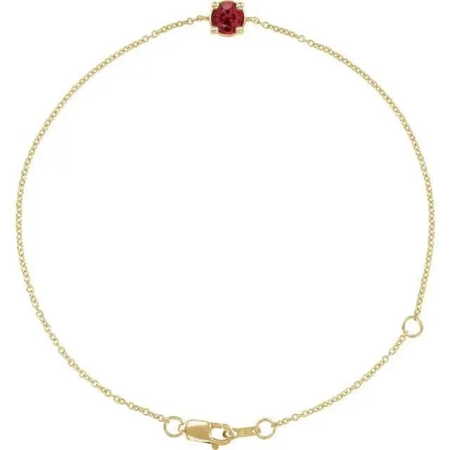 Birthstone bracelet with lab-grown ruby in solid gold