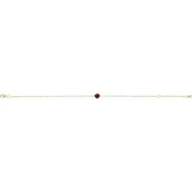 Timeless solid gold bracelet with radiant 4mm Mozambique garnet stones