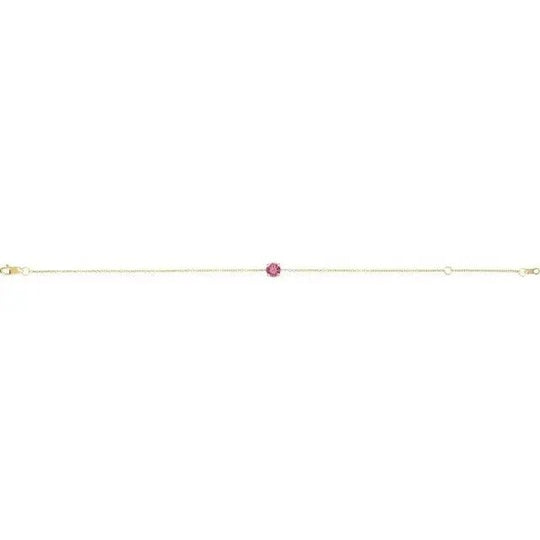 Handcrafted pink tourmaline bracelet with a sleek 7-inch chain