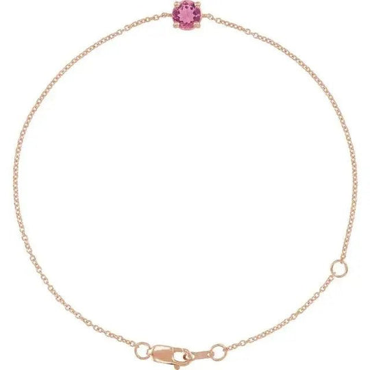 Mother’s Day pink tourmaline bracelet gift in solid gold