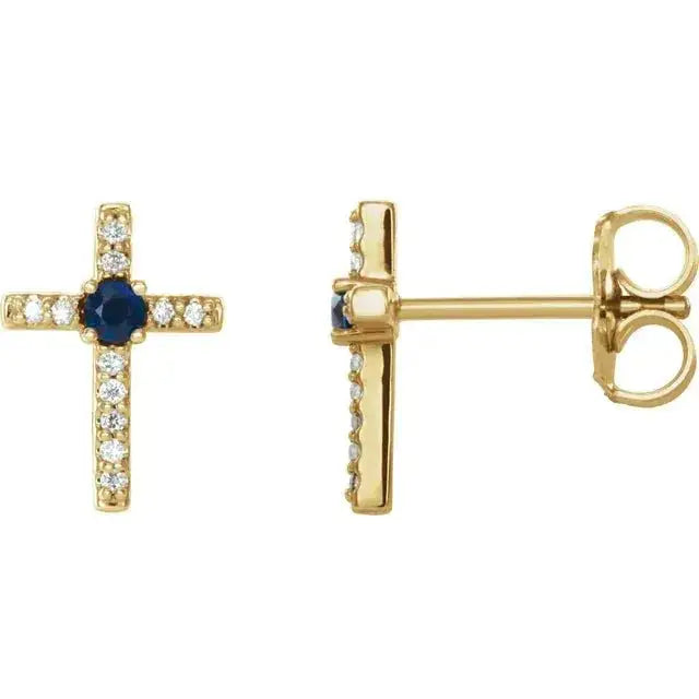 14K gold hoop earrings set with two customizable 3 mm birthstones, handcrafted in NYC.