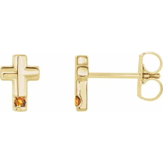 Personalized birthstone studs in gold by Dimitrios Creations
