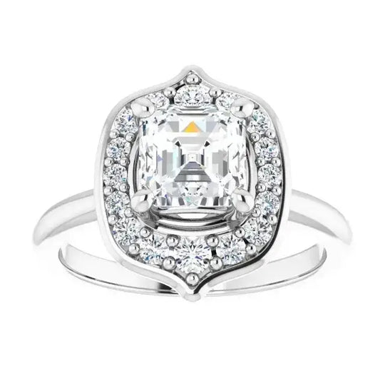 Asscher diamond blooming flower engagement ring