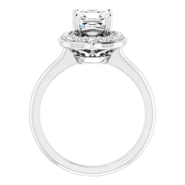 Unique Asscher diamond ring with flower-inspired design