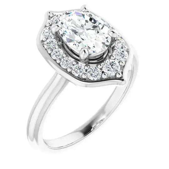 Blooming Pinpoint Flower Engagement Ring Oval Diamond Dimitrios Creations