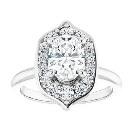 Blooming Pinpoint Flower Engagement Ring Oval Diamond Dimitrios Creations