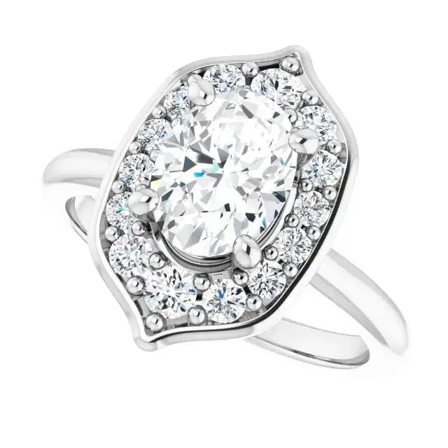 Blooming Pinpoint Flower Engagement Ring Oval Diamond Dimitrios Creations