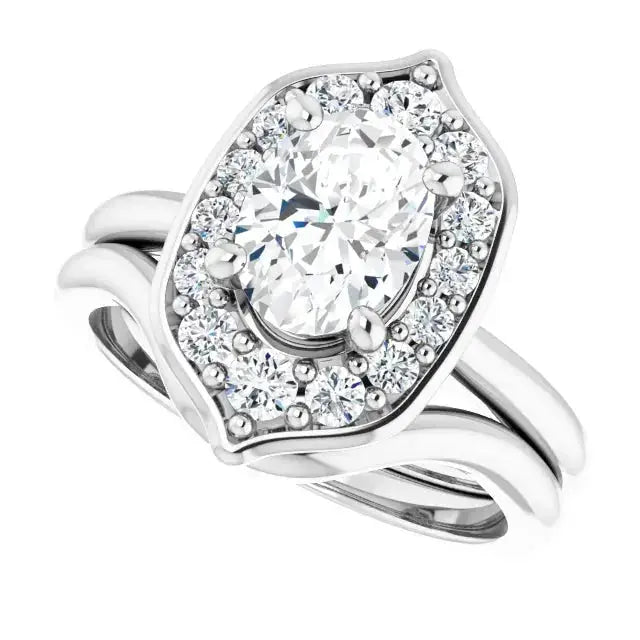 Blooming Pinpoint Flower Engagement Ring Oval Diamond Dimitrios Creations