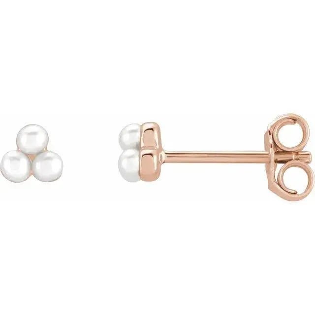 Rose gold pearl cluster earrings for formal occasions