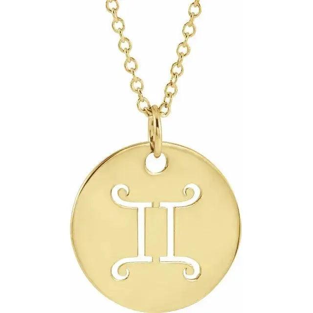 Cancer zodiac disc pendant handcrafted 14K gold