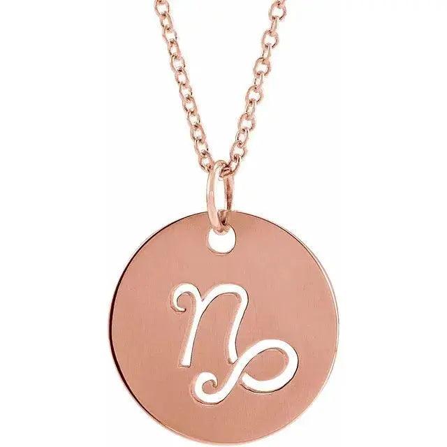 Handcrafted Capricorn astrology pendant in rose gold, perfect for everyday wear