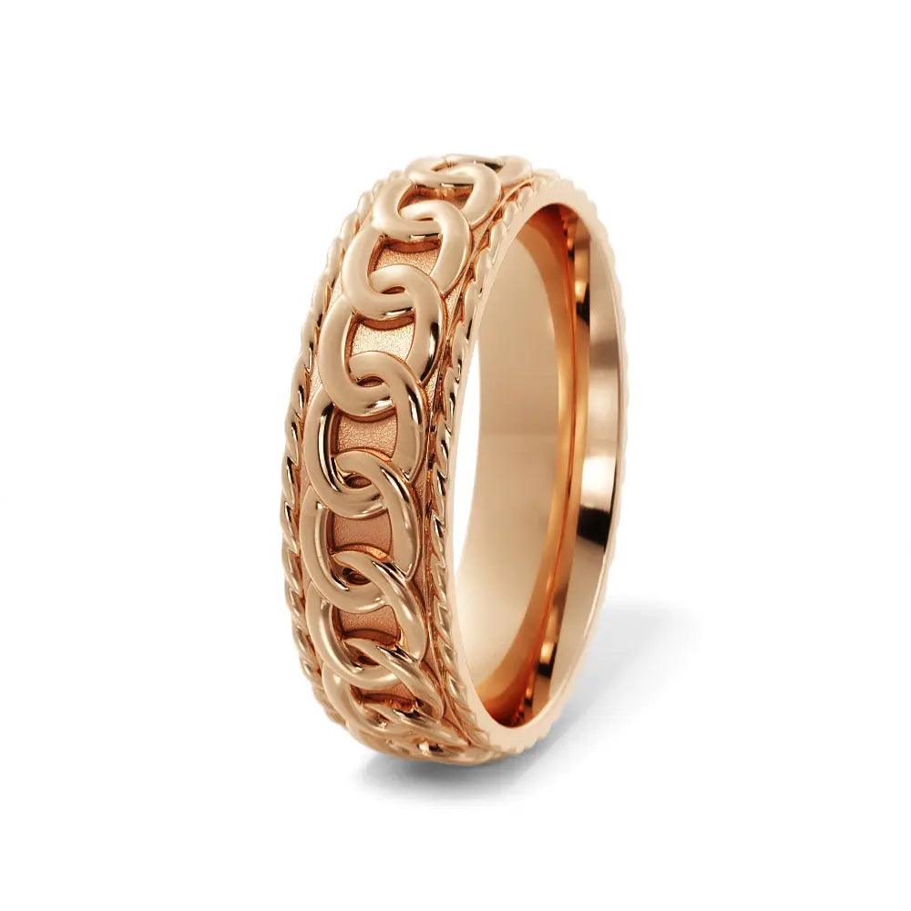 Elegant 6mm rose gold wedding band with chain link design