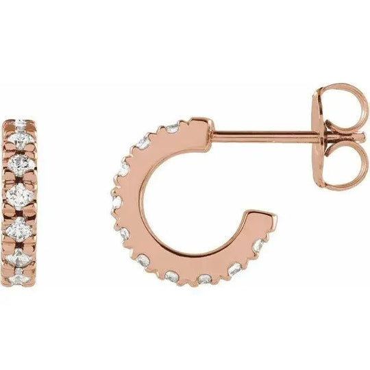 Rose gold diamond hoop earrings with a timeless design