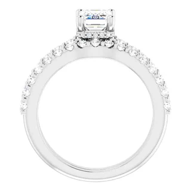 Sophisticated diamond halo engagement ring