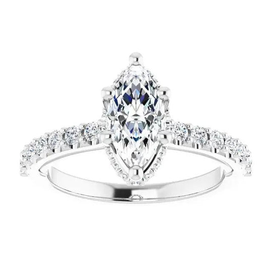 Classic Halo Marquise Diamond Ring Jimmy Leon Fine Jewelry