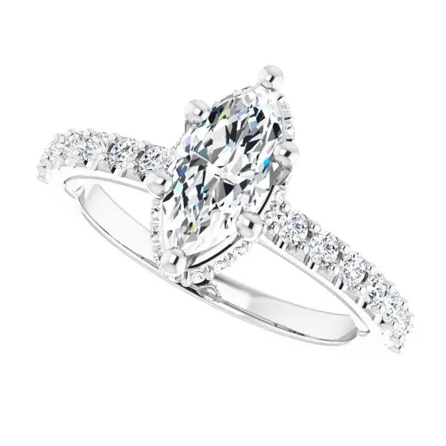 Classic Halo Marquise Diamond Ring Jimmy Leon Fine Jewelry