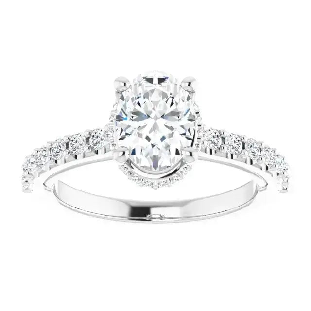 Classic halo oval diamond ring with lab-grown diamond