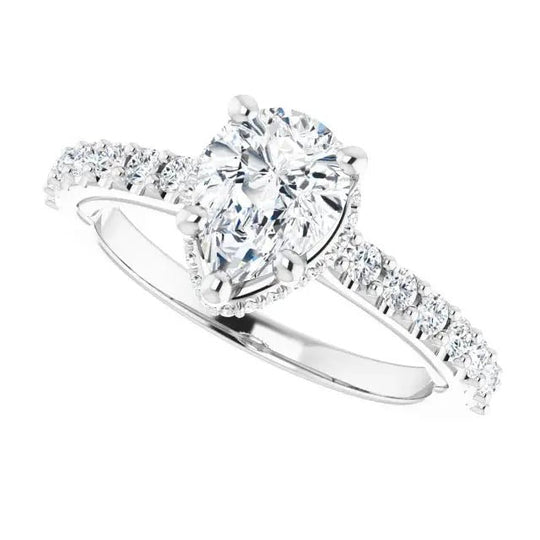 Elegant pear-shaped diamond ring with halo setting