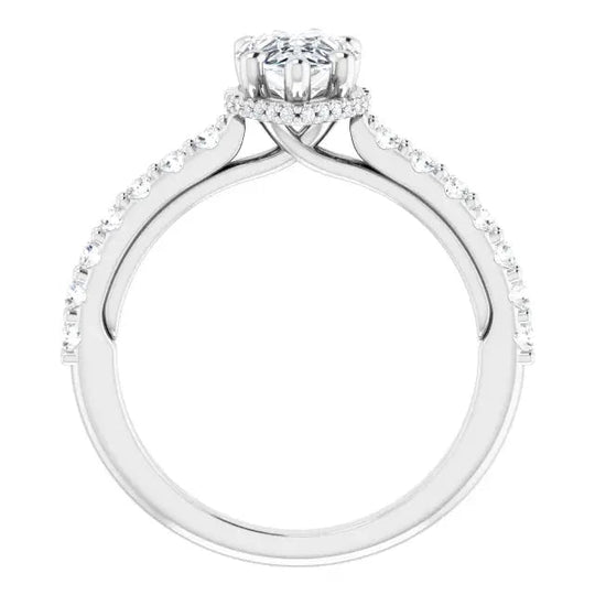 Timeless pear diamond ring with classic halo design