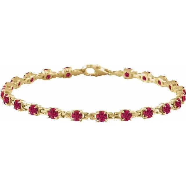 Ruby tennis bracelet in solid gold with vibrant gemstones