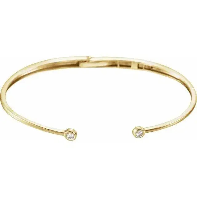 Solid gold cuff hinged bracelet with sleek design