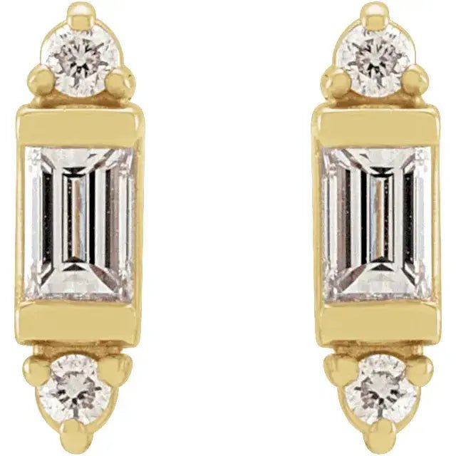 Elegant gold earrings with natural diamond accents