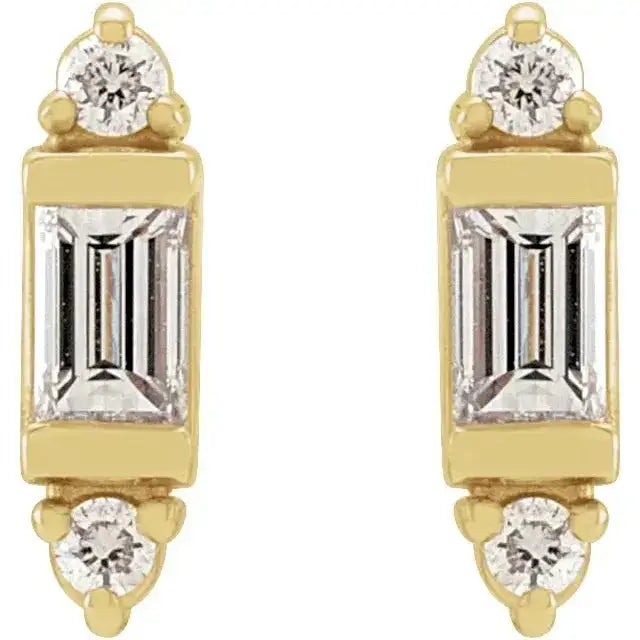 Side profile view of diamond drop earrings showcasing prong setting by Dimitrios Creations