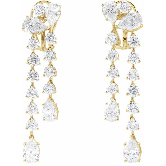 Handcrafted diamond drop earrings in solid gold