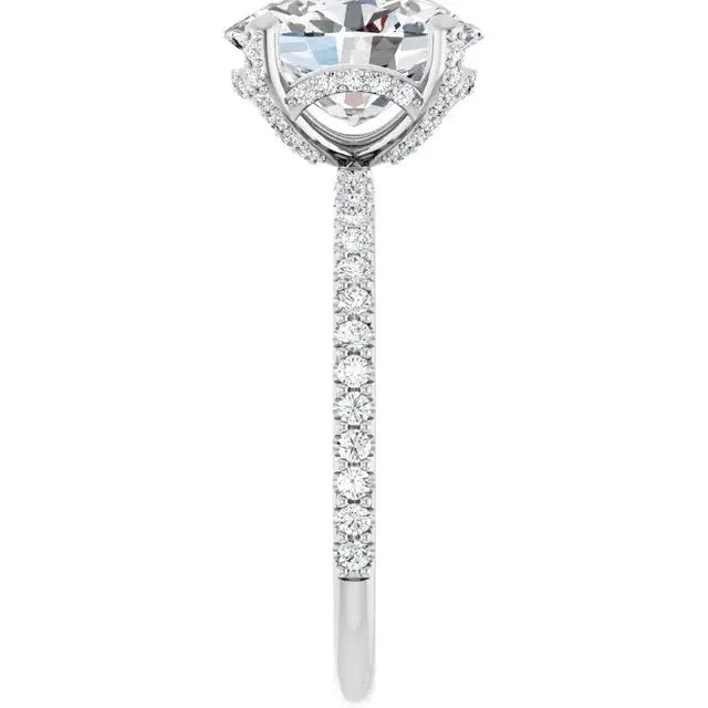 NYC-made diamond halo engagement ring for timeless proposals