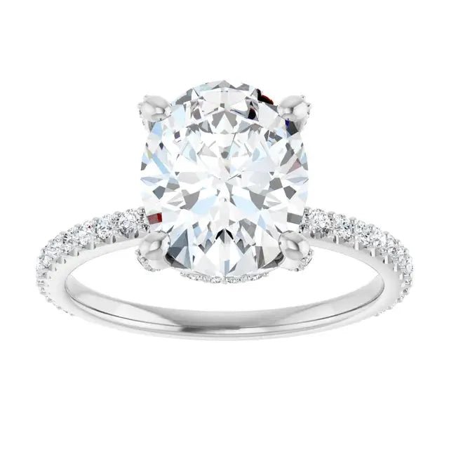 Diamond halo engagement ring with brilliant center stone