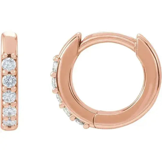 Stylish 10mm diamond hoop earrings in rose gold