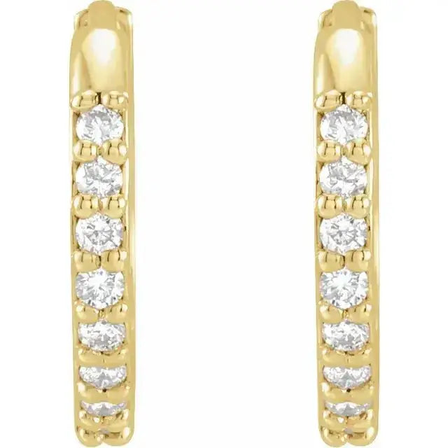 Elegant gold hoop earrings with natural diamonds