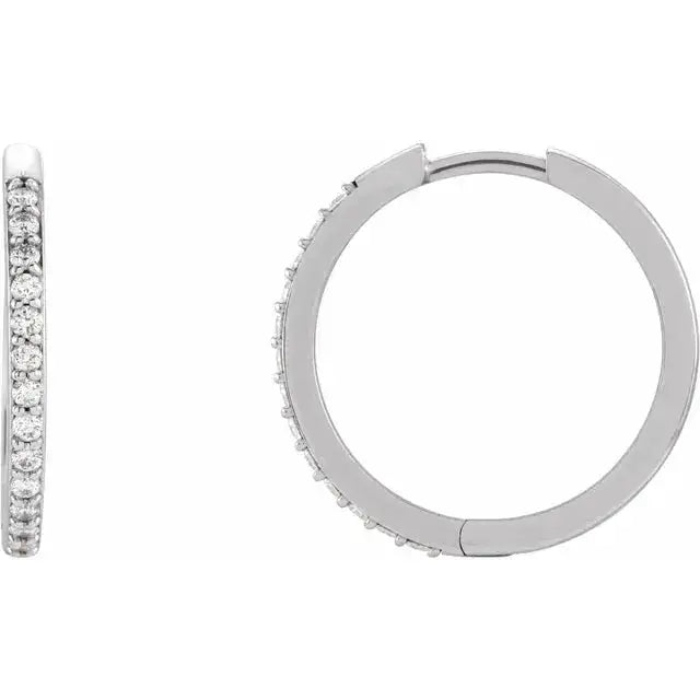 Modern diamond hoop earrings in 14K solid gold