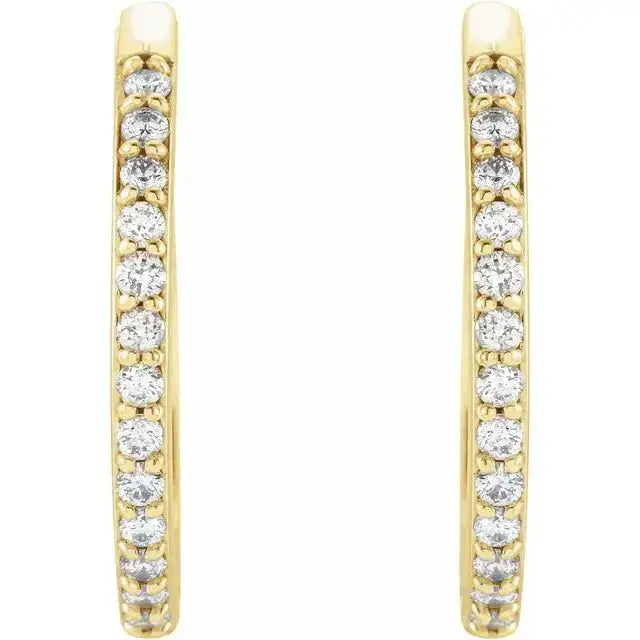 Elegant gold hoop earrings with natural diamonds